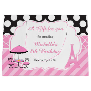 Ooh la la Paris Tea Birthday Party Thank You Large Gift Bag