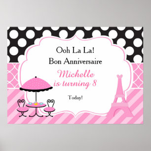 Ooh la la Paris Tea Birthday Poster