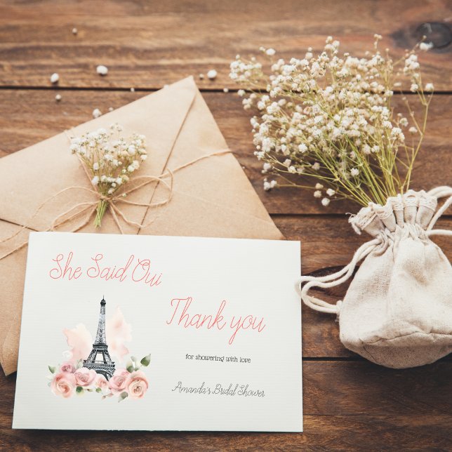 Ooh La La Parisian Franch Floral Bridal Shower Thank You Card (Creator Uploaded)