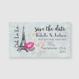 Ooh La La Pink Lips Eiffel Tower Save The Date