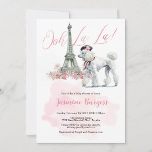 Ooh La La Poodle Paris  Baby Shower Invitation