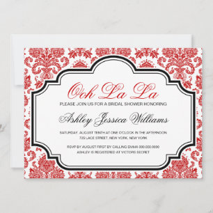 Ooh La La Red Damask Bridal Shower Invitations