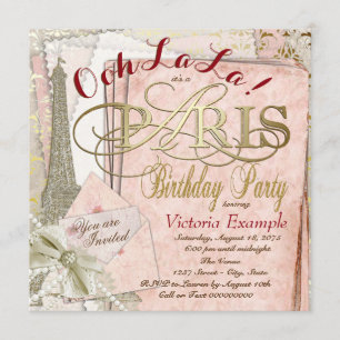 Ooh La La Vintage Paris Birthday Party Invitation