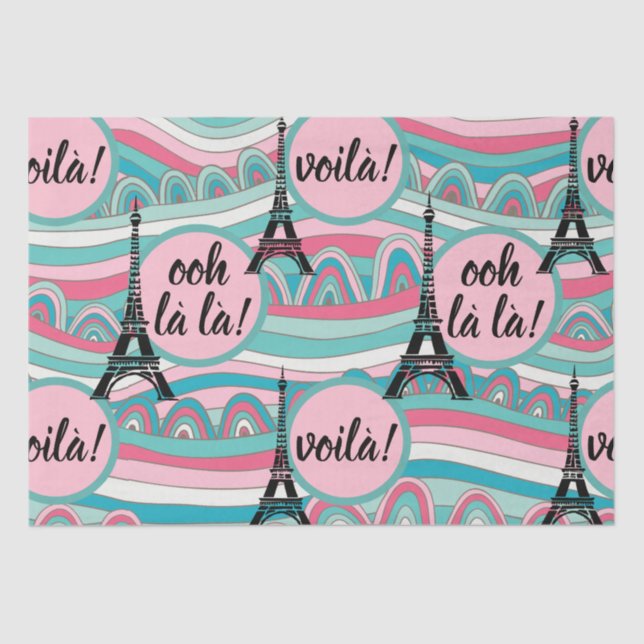 Ooh la la! Voila! French Eiffel Tower Tissue Paper (Front)