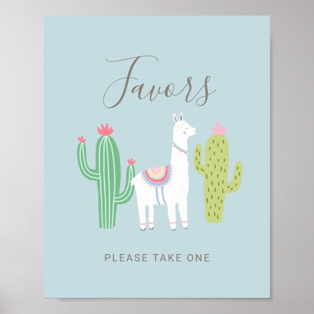 Ooh La Llama Baby Shower Cute Favours Sign (Front)