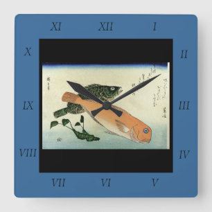 Oomon-hata & Shiro-amadai - Hiroshige's Fish Print Square Wall Clock