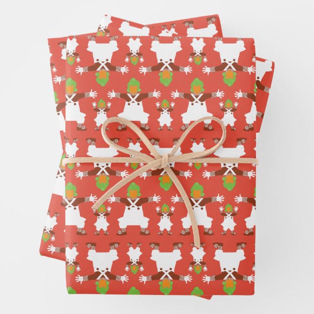 Oompa Loompa Dancing Pattern Wrapping Paper Sheet (In situ)