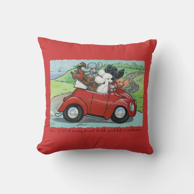 Ooodles of Poodles & Vintage Red Auto Cushion (Front)