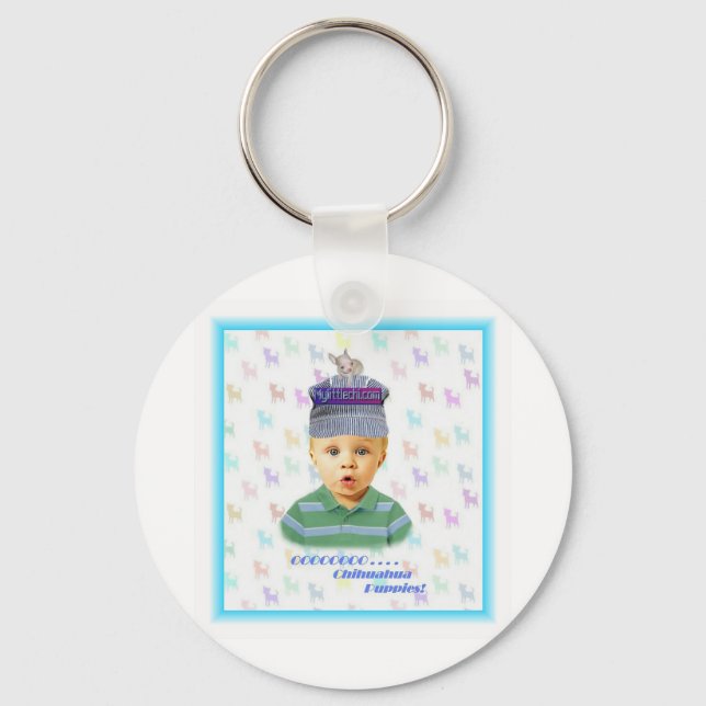 OOOO puppies! key chain.png Zazzle Key Ring (Front)