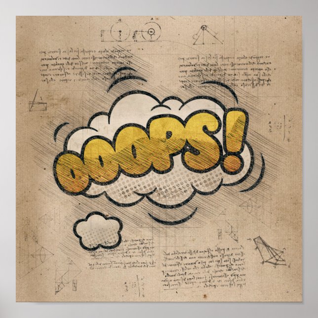 OOOPS! Vintage Comic Book Steampunk Pop Art Poster (Front)