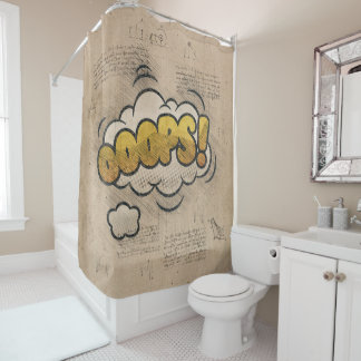 OOOPS! Vintage Comic Book Steampunk Pop Art Shower Curtain