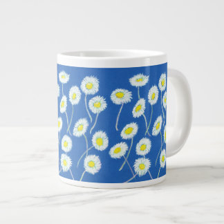 Oops-a-Daisy Jumbo Mug, White, Yellow, Blue Large Coffee Mug