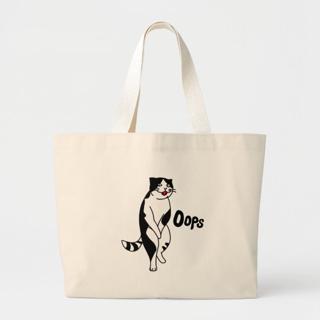 Oops cat large tote bag (Front)