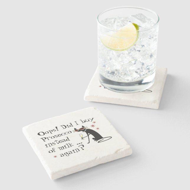 Oops Did I Buy Prosecco Instead of Milk Again Stone Coaster (Side)