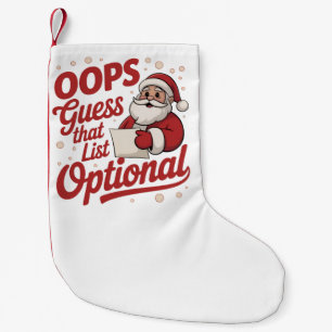 Oops Guess That List Optional Funny Santa Claus Small Christmas Stocking