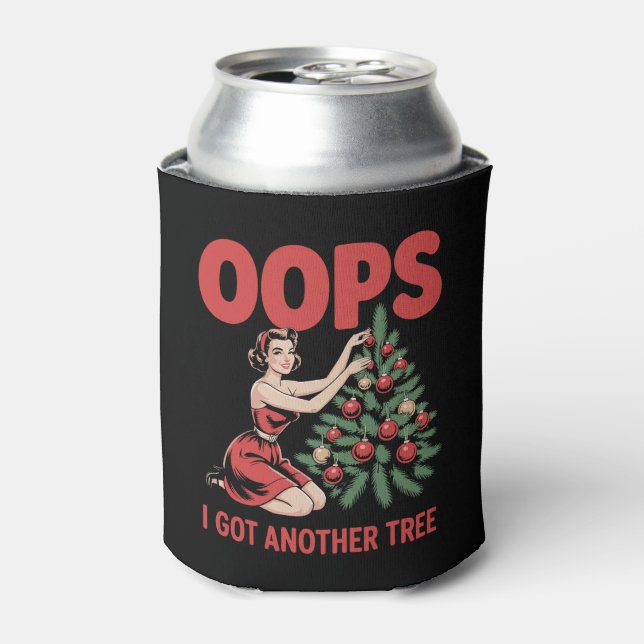 Oops I Got Another Tree Christmas Ornaments Retro Can Cooler (Can Front)