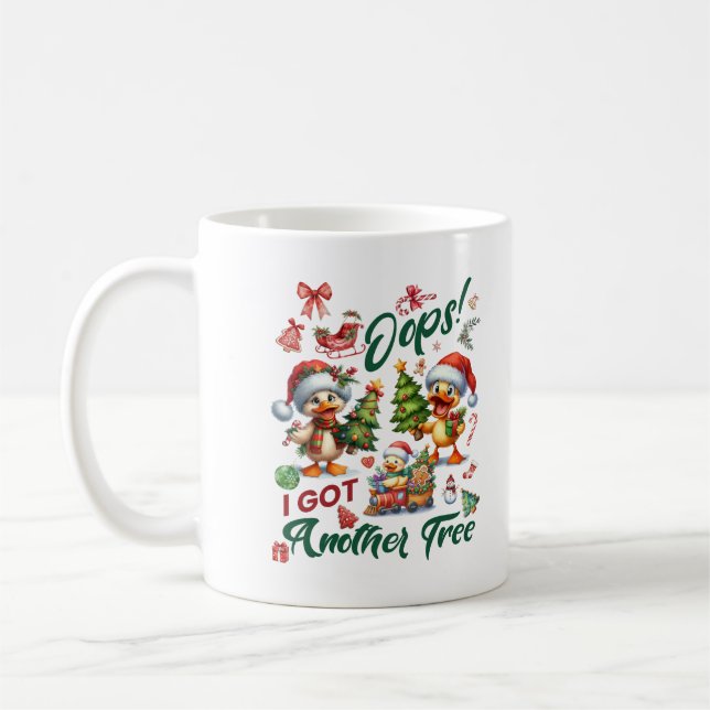 Oops I Got Another Tree Funny Christmas Animals Coffee Mug (Left)