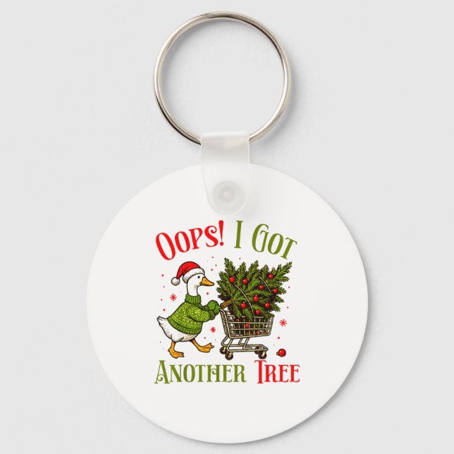 Oops I Got Another Tree Funny Christmas Goose Retr Key Ring (Front)