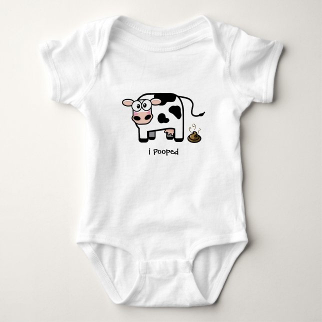 Oops I Pooped | Funny Pooping Cow Baby Bodysuit (Front)