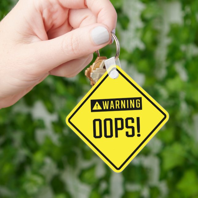 Oops! Metal Square Keychain (Hand)