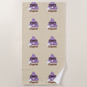 Oops Poops Purple Poop Emoji (brown) Towel