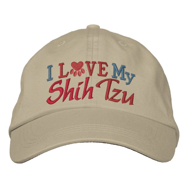 Oops - Revised Colour - I Love My Dog Embroidered Hat (Front)