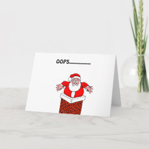 Oops Santa stuck in chimney Christmas card