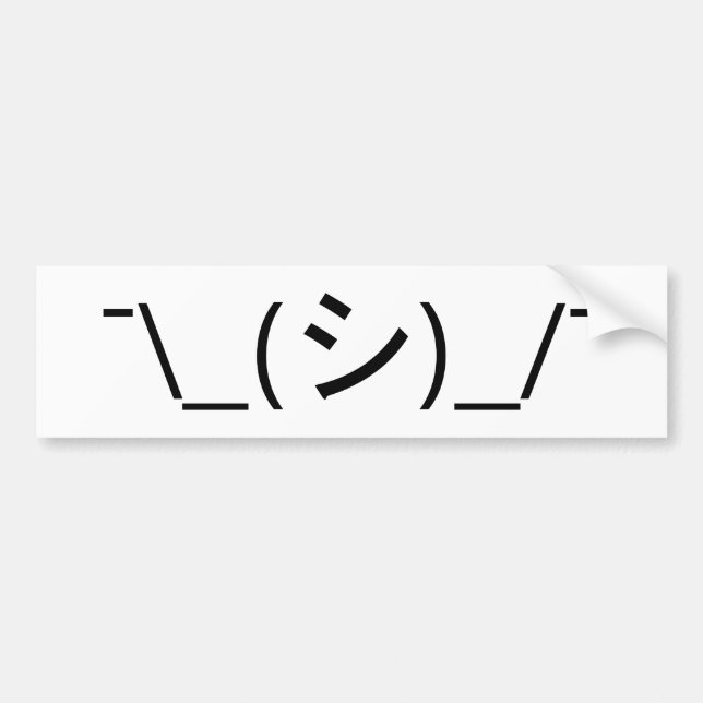 Oops Shrug Emoticon ¯\_(シ)_/¯ Japanese Kaomoji Bumper Sticker (Front)