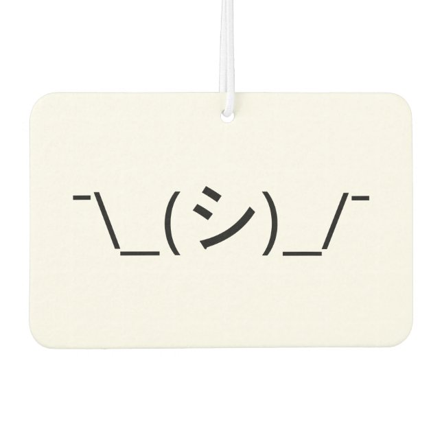 Oops Shrug Emoticon ¯\_(シ)_/¯ Japanese Kaomoji Car Air Freshener (Front)