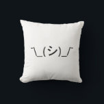 Oops Shrug Emoticon ¯\_(シ)_/¯ Japanese Kaomoji Cushion<br><div class="desc">Funny Geek Humour Kaomoji Turning Head Innocent Oops Shrugging Japanese Emoticons ASCII Text Art Face Mark.

Globe Trotters specialises in idiosyncratic imagery from around the globe. Here you will find unique Greeting Cards,  Postcards,  Posters,  Mousepads and more.</div>