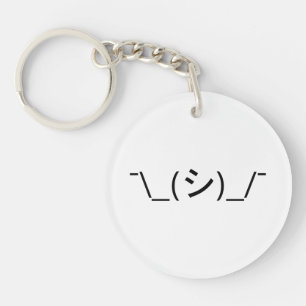 Oops Shrug Emoticon ¯\_(シ)_/¯ Japanese Kaomoji Key Ring