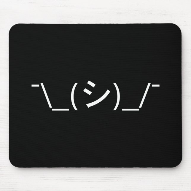 Oops Shrug Emoticon ¯\_(シ)_/¯ Japanese Kaomoji Mouse Mat (Front)