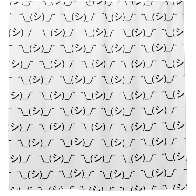 Oops Shrug Emoticon ¯\_(シ)_/¯ Japanese Kaomoji Shower Curtain (Front)
