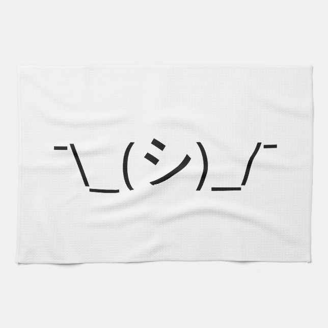 Oops Shrug Emoticon ¯\_(シ)_/¯ Japanese Kaomoji Tea Towel (Horizontal)