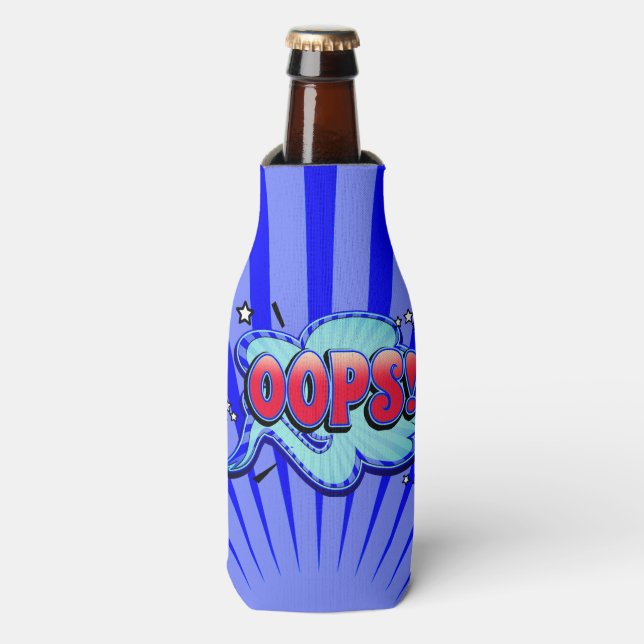 Oops! Super Hero Comic Book Action Bubble Bottle Cooler (Bottle Front)