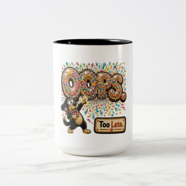 Oops Too Late Personalised Funny Sarcastic Two-Tone Coffee Mug (Center)