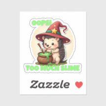 Oops! Too Much Slime – Cute Hedgehog Sticker