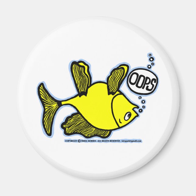 OOPS! Up Side Down Fish! funny MAGNET (Front)
