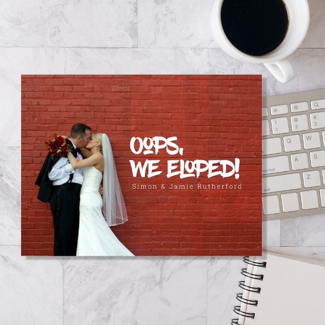 Oops We Eloped Photo Wedding Announcement Postcard (Creator Uploaded)