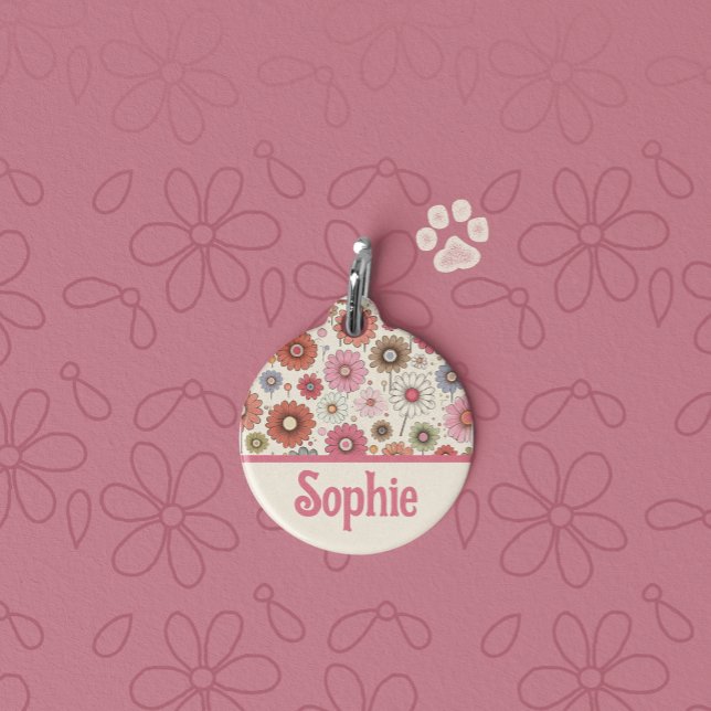 Oopsie Daisie Retro Multi-Coloured Daisy Pet Tag (Creator Uploaded)