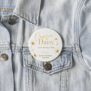 Oopsie Daisy Minimalist Watercolour Baby Shower 7.5 Cm Round Badge