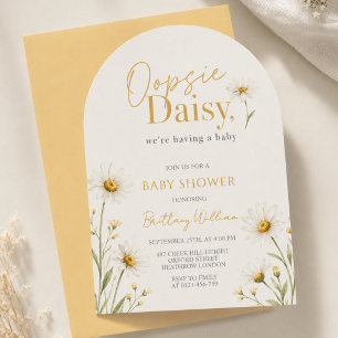 Oopsie Daisy Wildflower Watercolour Baby Shower Invitation