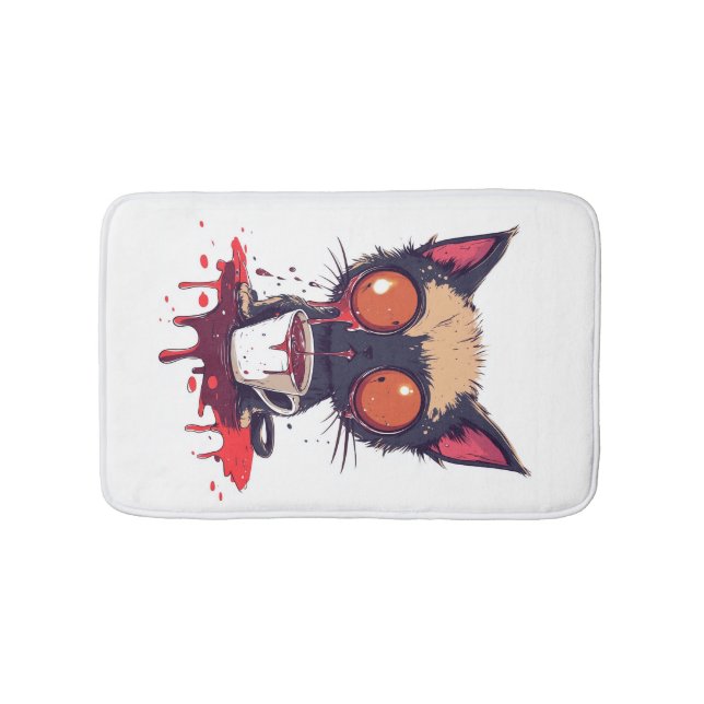 Oopsie Meow  Sad Kawaii Cat Coffee Lover Bath Mat (Front)