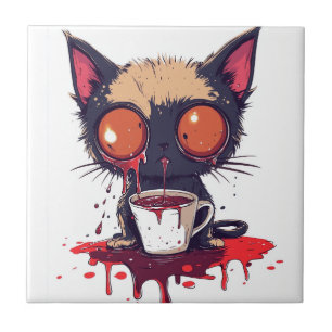 Oopsie Meow Sad Kawaii Cat Coffee Lover Tile