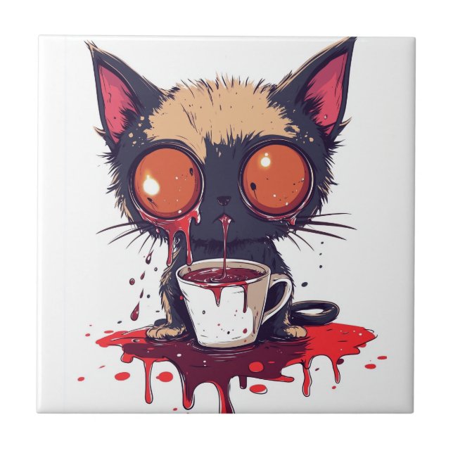 Oopsie Meow  Sad Kawaii Cat Coffee Lover Tile (Front)