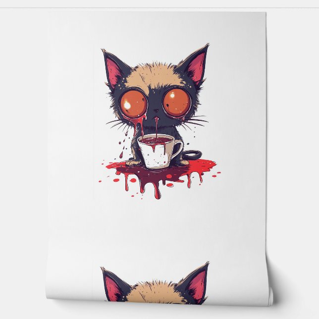 Oopsie Meow – Sad Kawaii Cat Coffee Lover Wallpaper (Unrolling)