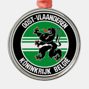 Oost-Vlaanderen Round Emblem Metal Tree Decoration