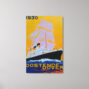 Oostende Dover Vintage PosterEurope Canvas Print