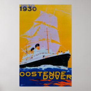 Oostende Dover Vintage PosterEurope Poster
