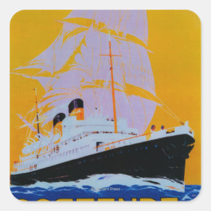 Oostende Dover Vintage PosterEurope Square Sticker